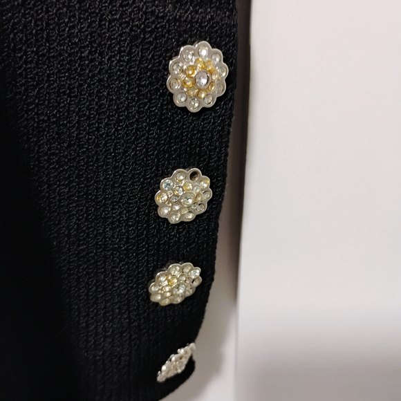 st john evening Elegant Black Collared Jacket With Rhinestone Buttons - Picture 6 of 7